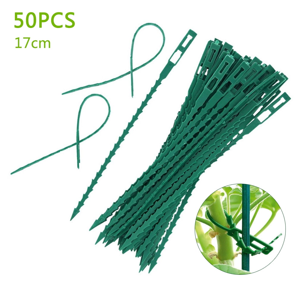 KINGLAKE 100 Pcs 200 x 3 mm Self-locking Garden Cable Ties Green Plant Nylon Zip 