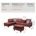thumbnail image 4 of PonLiving Furniture Room Sectional Set, Leather Sectional Sofa in Home, with Storage Ottoman and Matching Pillows Right Hand Facing Red, 4 of 4
