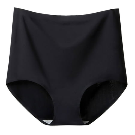 

6-Pack Womens Underwear Plus Size Ultra High Waist Solid Color Briefs Ice Silk Traceless Underwear