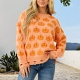 thumbnail image 2 of NMMUED Halloween Sweaters, Womens Fall Clothing, Halloween Crewneck, Knit Sweater, Ghost Sweater, Womens Fall Tops, Orange L, 2 of 7