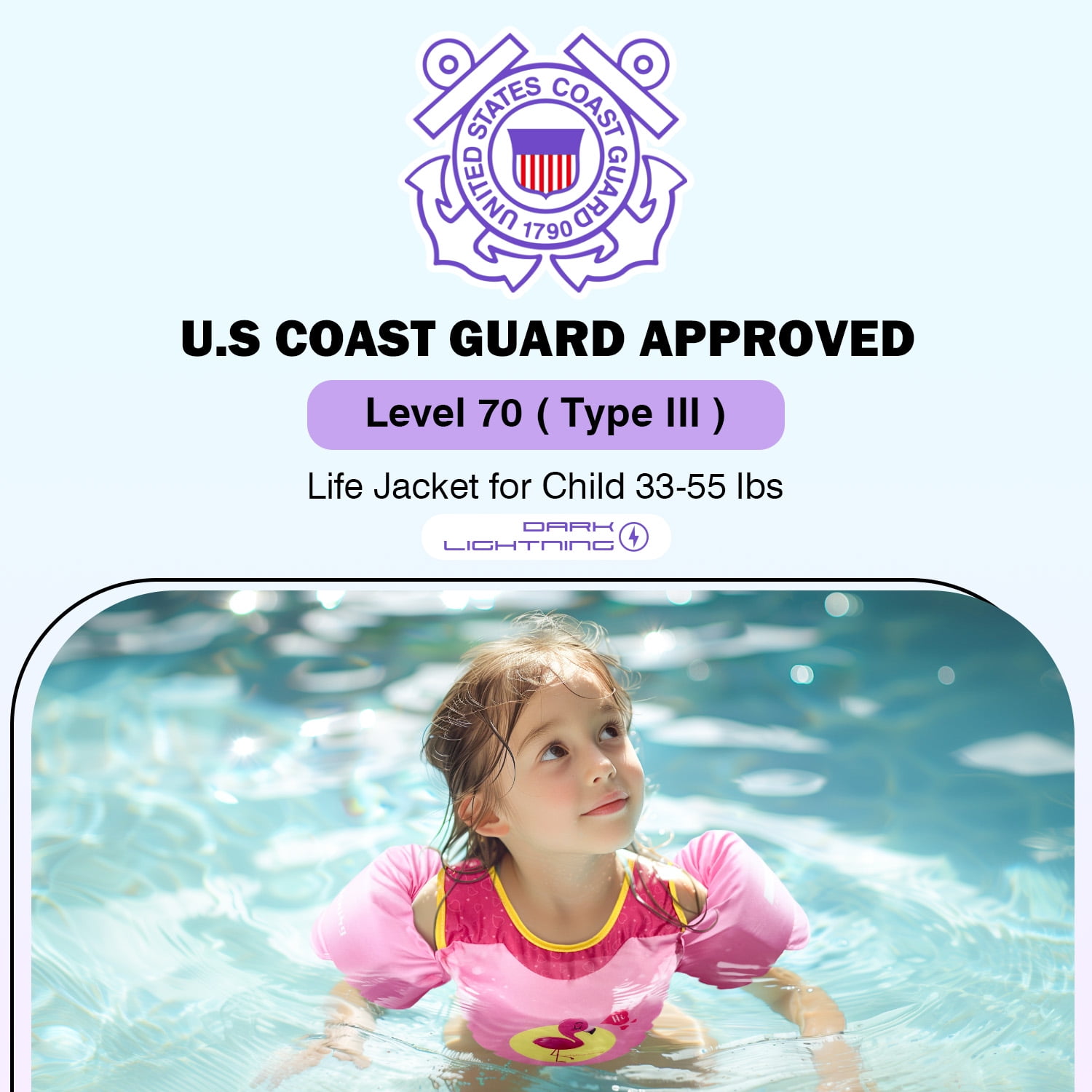 US Coast Guard (USCG) Approved Life Jacket for Kids, Toddler Swim Vest with Arm Floats for Pool,Shark