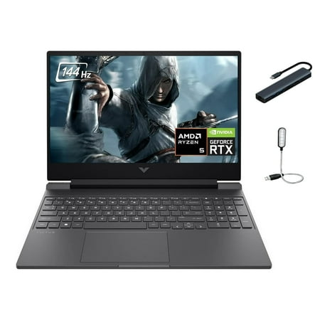 HP Victus 15.6'' FHD IPS 144Hz Gaming Laptop, AMD Ryzen 5-8645HS, 16GB DDR5, 1TB SSD, NVIDIA GeForce RTX 4050(6GB GDDR6), Backlit KB, Win11 Home, Mica Silver with Mazepoly Accessories