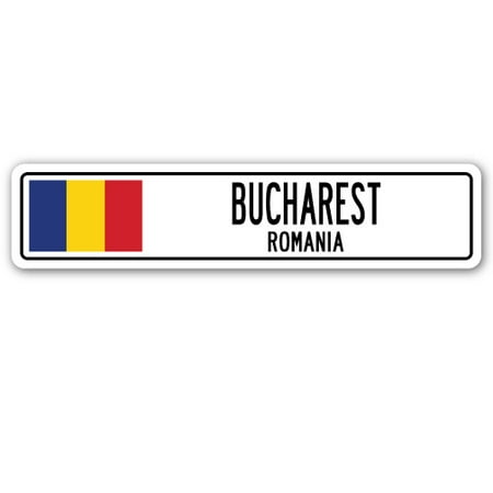 BUCHAREST, ROMANIA Street Sign Romanian flag city country road wall (Best Places To Visit In Bucharest Romania)