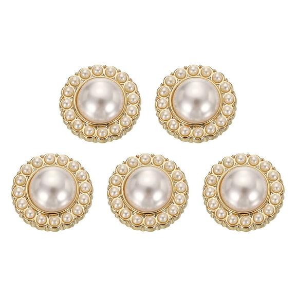 Uxcell 5pcs 28L Gold Faux Pearl Buttons 18mm 23/32" Plastic Round Sewing Button Replacement Craft Fastener for Coats Clothing DIY Decoration Crafts #5