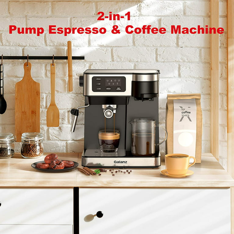 Chefman Barista Pro 6-in-1 Espresso Machine with Milk Frother, 15-BAR Pump,  1.8L Water Reservoir, Stainless Steel 