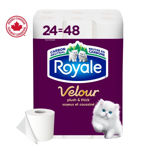 Royale Papier Hygiénique Velour, 24 équivalant à 48 rouleaux