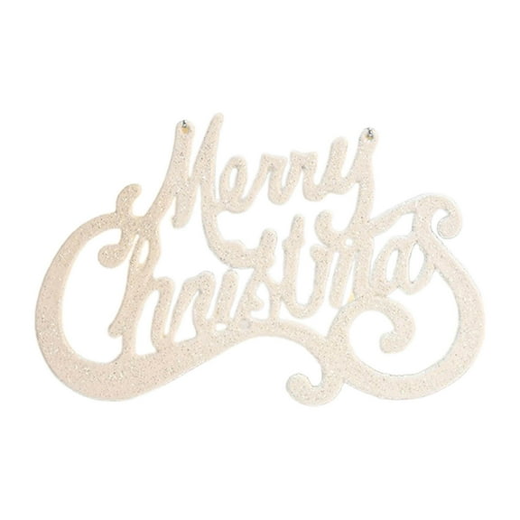 CuiLiyq Merry Christmas Letter Sign for Christmas Tree, 5.9" × 3.5" Glitter Plastic Merry Christmas Hanging Craft Ornaments, for Holiday Wreath Home Door Wall Decorations (White)