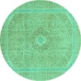 thumbnail image 1 of Ahgly Company Machine Washable Indoor Round Abstract Turquoise Blue Modern Area Rugs, 8' Round, 1 of 4