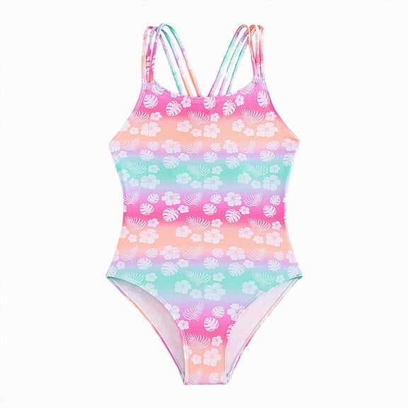 NOLDARES Toddler Girls Cartoon Print One Piece Bathing Suit Beach Swimwear for Toddlers(Pink,13-14 Years)