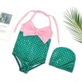 thumbnail image 2 of WUXIAN Girls Swimwear One Piece Bathing Suit Bow Bikini Tankini Infant Swimwear With Hat Beach Bathing,Green,3-6 Months, 2 of 4