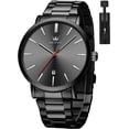 thumbnail image 1 of Reloj para hombre Moda Minimalista Cronógrafo Cuarzo Analógico Malla Acero inoxidable Relojes luminosos impermeables para hombres con Auto Dateall negro 701, 1 of 5