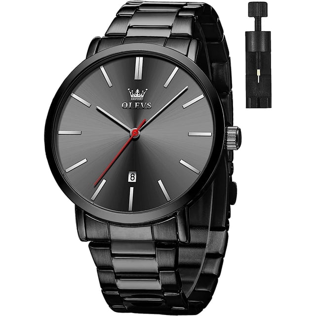 Reloj para hombre Moda Minimalista Cronógrafo Cuarzo Analógico Malla Acero inoxidable Relojes luminosos impermeables para hombres con Auto Dateall negro 701