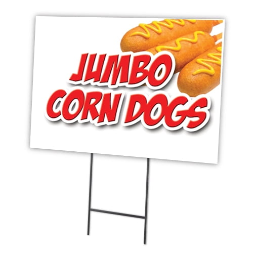 JUMBO CORN DOGS 18"x24" Yard Sign & Stake | Advertise Your Business | Stake Included Image On Front Only | Made in The USA