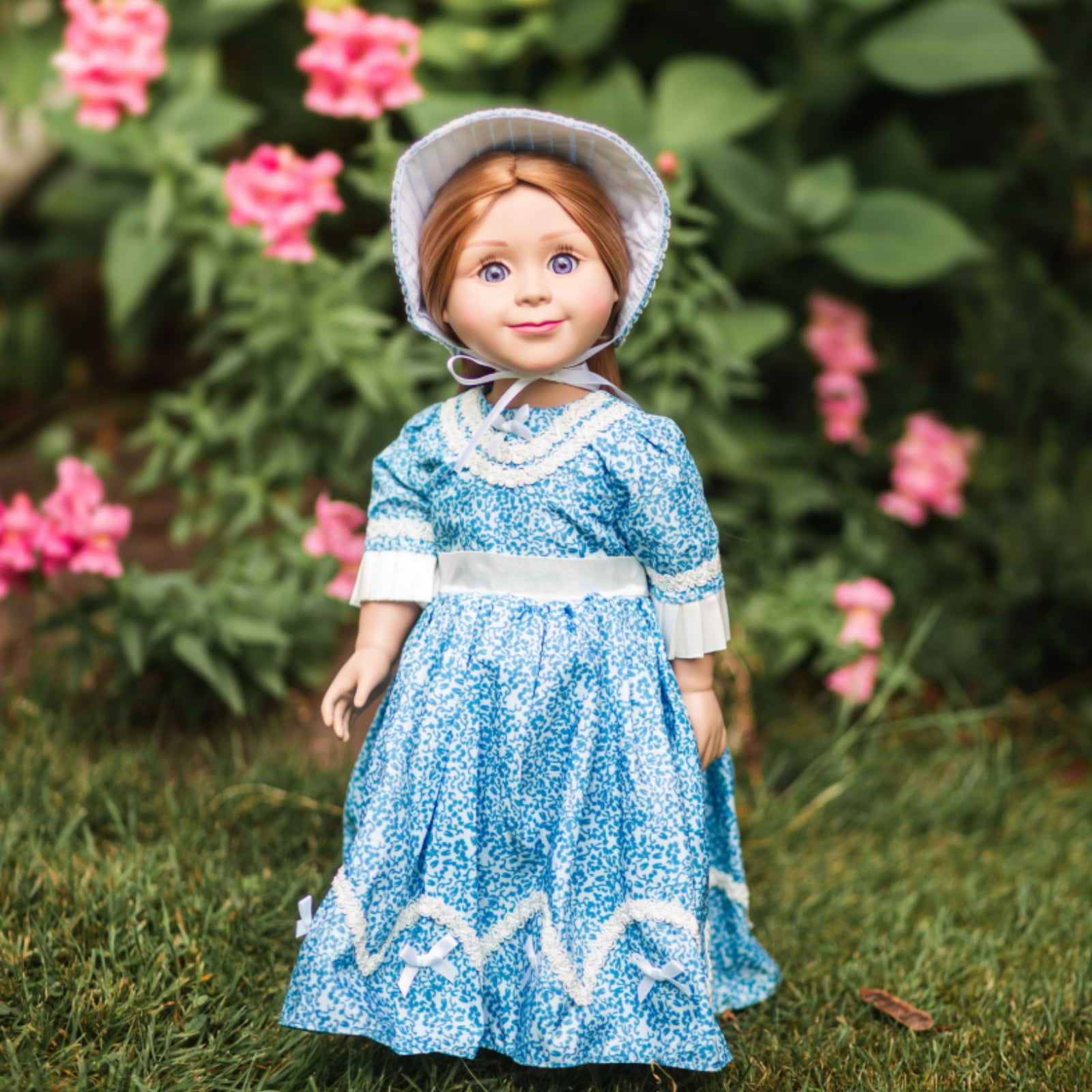 Fits 18 Dolls // AG Doll Clothes White 1800's American Girl Dress Historical Period Party Coral Regency Formal Dress