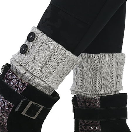 Boot Cuff Leg Warmers,Ymiko Short Boot Cuffs Knit Leg Warmer Winter Crochet Socks Button