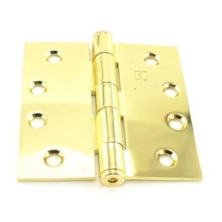 Hager 127943 4 x 4 in. Full Mortise Five Knuckle Plain Bearing Standard Weight Hinge, No. 008540 Bright Brass