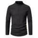thumbnail image 1 of Men Brawny Slim Fit Casual Shirt Button Long Sleeves Striped Shirts Stand Collar, 1 of 8