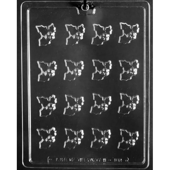 Grandmama's Goodies C475 Christmas Holly Leaves Leaf Chocolate Candy Soap Mold with Exclusive Molding Instructions