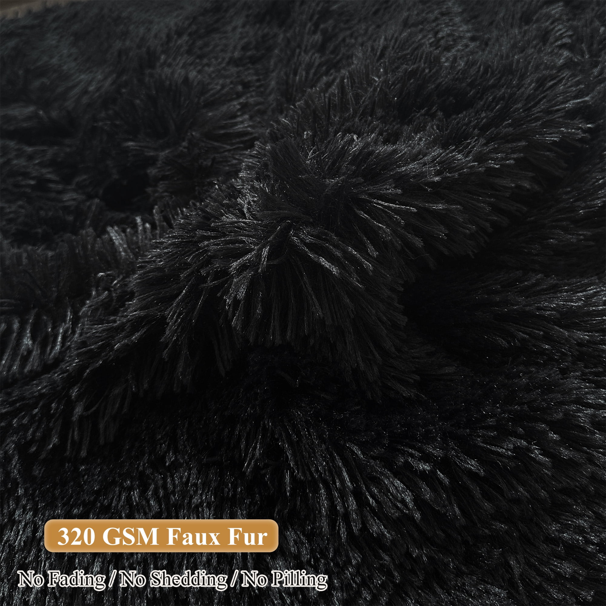 XeGe Fluffy Stuffed Animal Storage Bean Bag Chair Cover(No Filler), Faux Fur Washable Ultra Soft Bean Bag Cover for Plush Toys or Textile, Plush Shaggy Large Bean Bag for Adults Kids Teens, Black