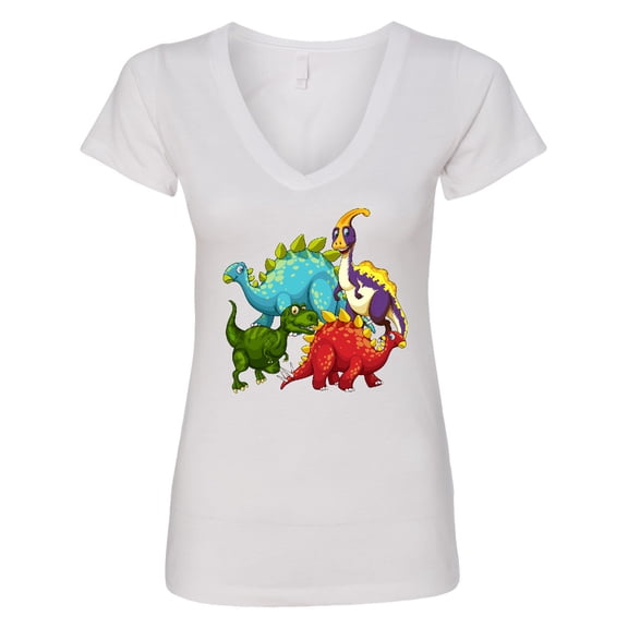 Inktastic Cute Dinosaurs Women's V-Neck T-Shirt