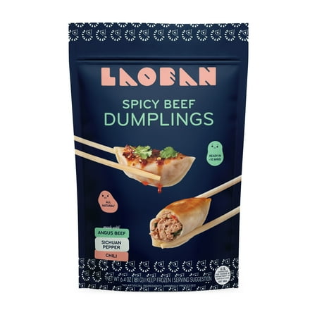 Laoban Spicy Beef Dumplings, Frozen, 6.4 oz Pouch