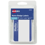 Avery Hello My Name Is Tags, 2-1/3" x 3-3/8", Blue Border, 30 (06756)