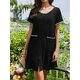 thumbnail image 6 of Avidlove Nightgowns for Women Button Down Bamboo Viscose Nightshirts Short Sleeve Sleepshirt Crew Neck House Dress with Pockets Sleepwear, 6 of 9