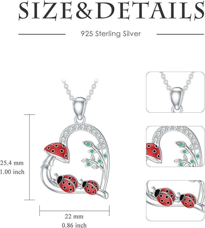 SOULMEET Ladybug/Dragonfly/Butterfly Necklace 925 Sterling Silver Unique Pendant Necklace Mother's Day Birthday Christmas Jewelry Gifts for Women Mother Wife