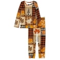 thumbnail image 4 of Renewold Warmth Long Sleeve Pajamas Set of 2 Women's Thanksgiving Turkey Pumpkins Loungewear Stylish Athletic Clothing Nightwear for Winter Fall Clothes,Buffalo Grid,Size M, 4 of 5