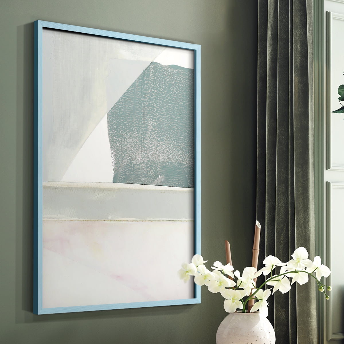 Couturier II Framed Print in Blue Solid Wood Framed Print No Nail Hanging