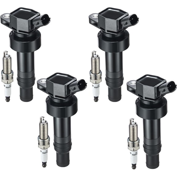 BDFHYK Ignition Coil Pack UF816 and Iridium Spark Plugs ILZKR8C8G Compatible with Hyundai 2017-2020 Elantra 2018-2020 Kona 2019-2020 Veloster,2018-2020 Kia Forte 2020 Soul 2.0L L4 273002E601,Set of 4