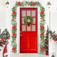 thumbnail image 2 of CuiLiyq Christmas Poinsettia Garland, 6 Ft Soft Thick Green Faux Cedar Pine Garland with Red Berries, for Home Fireplace Wall Decoration Indoor Outdoor Holiday Party Decor, 2 of 6