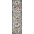 thumbnail image 1 of homeroots home decor 385547 2’ x 8’ Ivory and Light Blue Distressed Runner Rug, 1 of 1