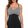 thumbnail image 3 of Hilor Womens Underwire Tankini Top Swimwear Twist V Neck Swimsuits Tummy Control Crossback Bathing Suits Top Only, 3 of 7