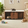 thumbnail image 6 of ZephyPaws 56"L Large Dog Crate with Seat, 2-in-1 Furniture Dog Kennel End of Bed Bench, Sliding Barn Door Wooden Dog Crate Ottoman with Removable Cushion for Large Medium Dogs, Living Room Bedroom, 6 of 15