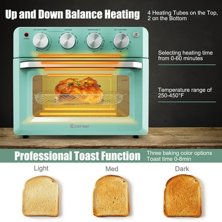Costway - Air Fryer Toaster Oven 19 QT Dehydrate Convection Ovens w/ 5 Accessories - Mint green