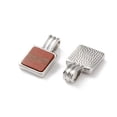 thumbnail image 3 of 5pcs Natural Mixed Stone Pendants Rack Plating Brass Charms Long-Lasting Plated Lead Free & Cadmium Free Square Mixed Dyed and Undyed Platinum 16.5x10x5mm Hole: 2.5x4.5mm, 3 of 4