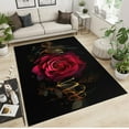 thumbnail image 2 of Red Rose Valentine's Day Area Rug 4' x 7', Romantic Rose Black Background Rug, Home Non-Slip Washable Aesthetic Decor Carpet, 2 of 6