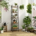 thumbnail image 5 of 5-Tier Industrial Ladder Bookshelf, Narrow Ladder Shelf, Tall Standing Bookshelf, Skinny Open Ladder Shelf, for Living Room, Home Office, Kitchen, Bedroom, Metal Frame, Greige, 5 of 17