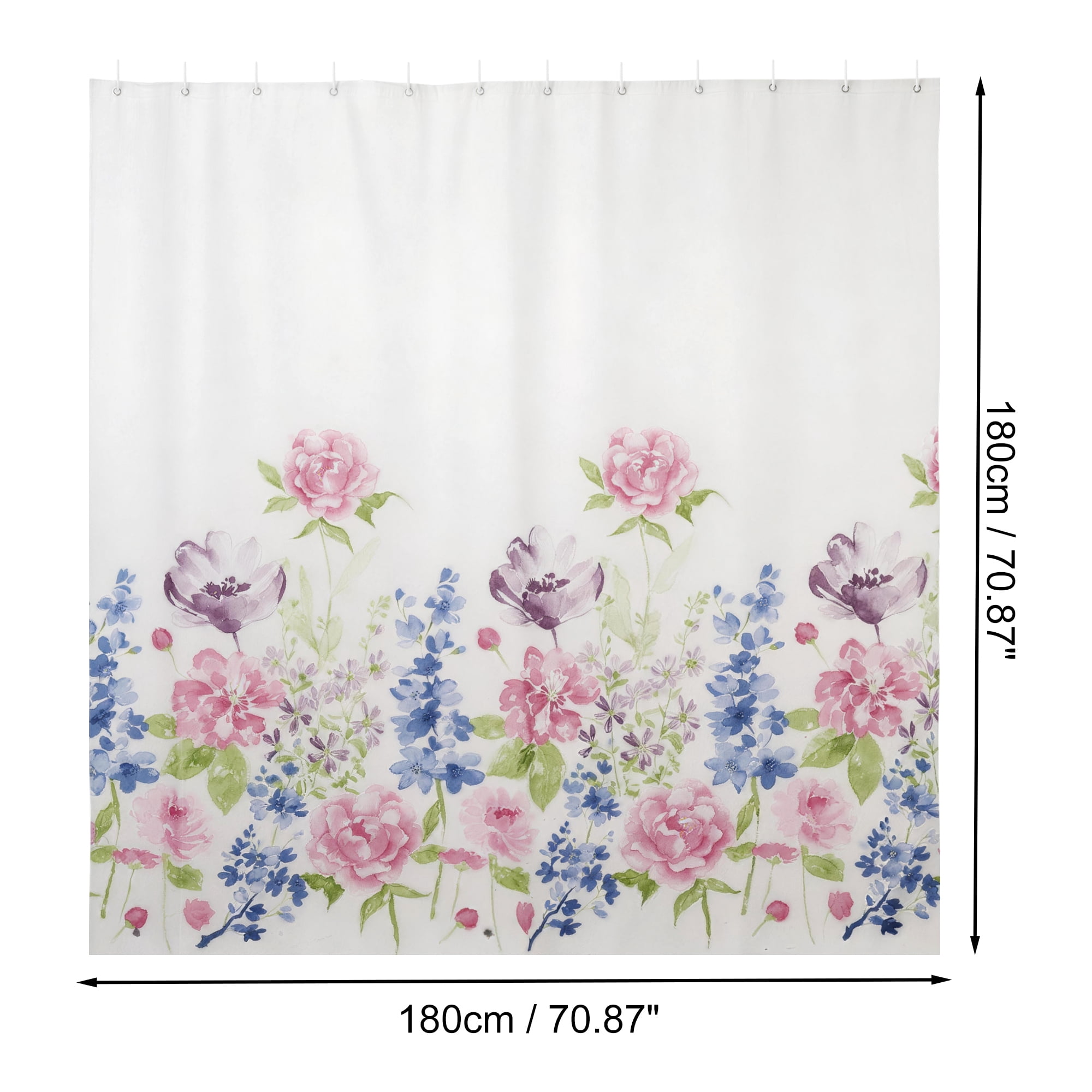 Unique Bargains Durable Waterproof Flower Pattern 70.87x70.87  Shower Curtain Set