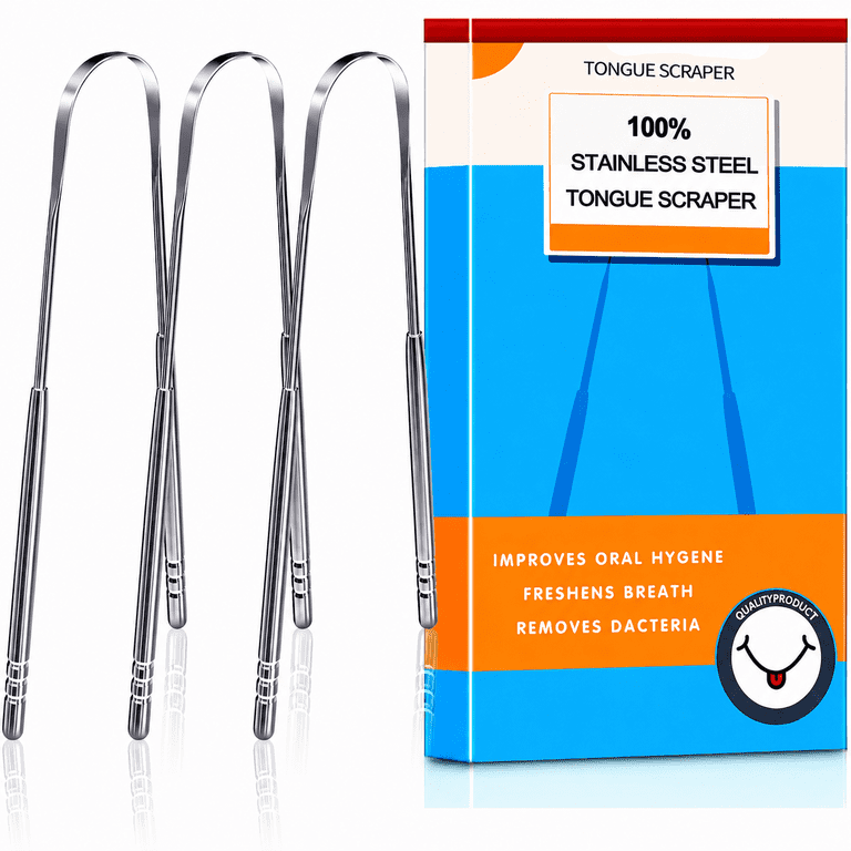 NIUTA Tongue Scraper, Stainless Steel, 3-Pack photo 1
