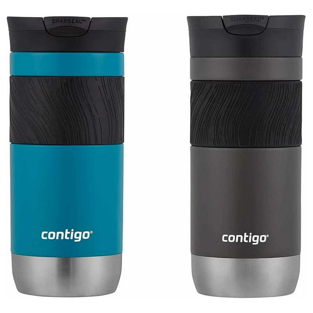 Kit Termo Contigo Acero Inox Snapseal Caliente 473Ml 2 Pzas SS Aqua Negro