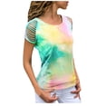 thumbnail image 1 of B91xZ Été Hauts pour les Femmes 2024 Manches Courtes Col Rond Solide T-Shirt, Vert XXXXXL, 1 of 5