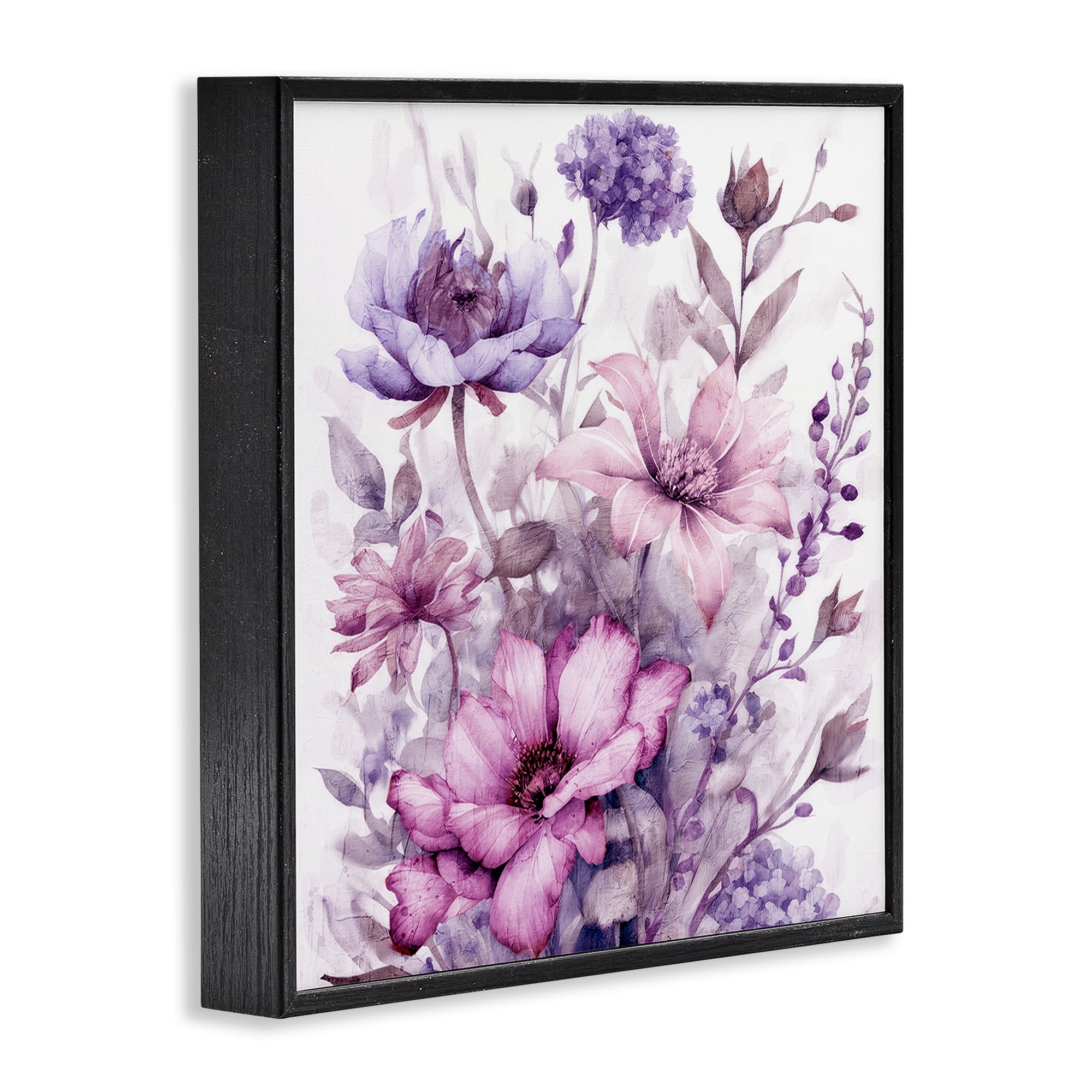 Stupell Industries Purple & Blush Florals Black Framed Giclee Art, design by Kim Allen
