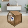 thumbnail image 3 of Ethnic Pet House, Grid Design from Indonesia Indigenous Labyrinth Javanese Culture, Outdoor & Indoor Portable Dog Kennel with Pillow and Cover, 5 Sizes, Pale Caramel, by Ambesonne, 3 of 5