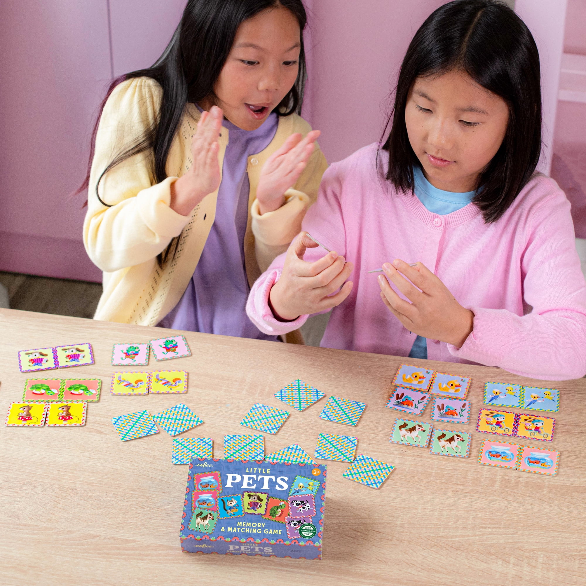 eeBoo Little Pets Memory & Matching Game, Ages 3+ For 1-4 Players - Sharpens Recognition, Concentration & Memory Skills, Includes 36 Tiles, 18 Pairs