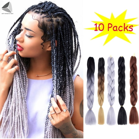 PULLIMORE 24 inch Braid Crochet Hair Extension Twist Kanekalon Synthetic Braiding Hair Jumbo Braiding - 10 Packs