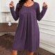 thumbnail image 4 of mfyjkho Vestidos casuales para mujer, Falda plisada recta de talla grande con cuello redondo y manga larga de color liso para mujer, otoño e invierno Vestidos de fiesta para mujer xxxxxl, 4 of 7