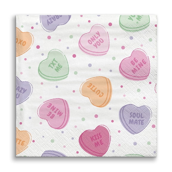 Big Dot of Happiness Valentine Hearts Napkins, Galentine's & Valentine's Day Party Decor, White 3-Ply Paper Luncheon Dinner Napkins - 24 Count