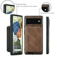 thumbnail image 6 of Allytech Case for Google Pixel 6 Pro Cover PU Leather Zipper Wallet Case, Detachable Magnetic Back Card Holder Slim Folio Stand Shockproof Business Style Case for Pixel 6 Pro 2021( 6.7" 2021), Brown, 6 of 7